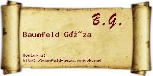 Baumfeld Géza névjegykártya